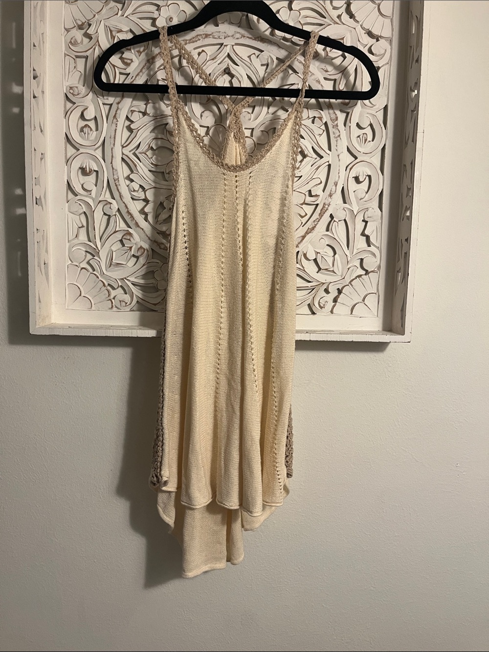 Anthropologie, Cream Knit Spaghetti-Strap Shirt